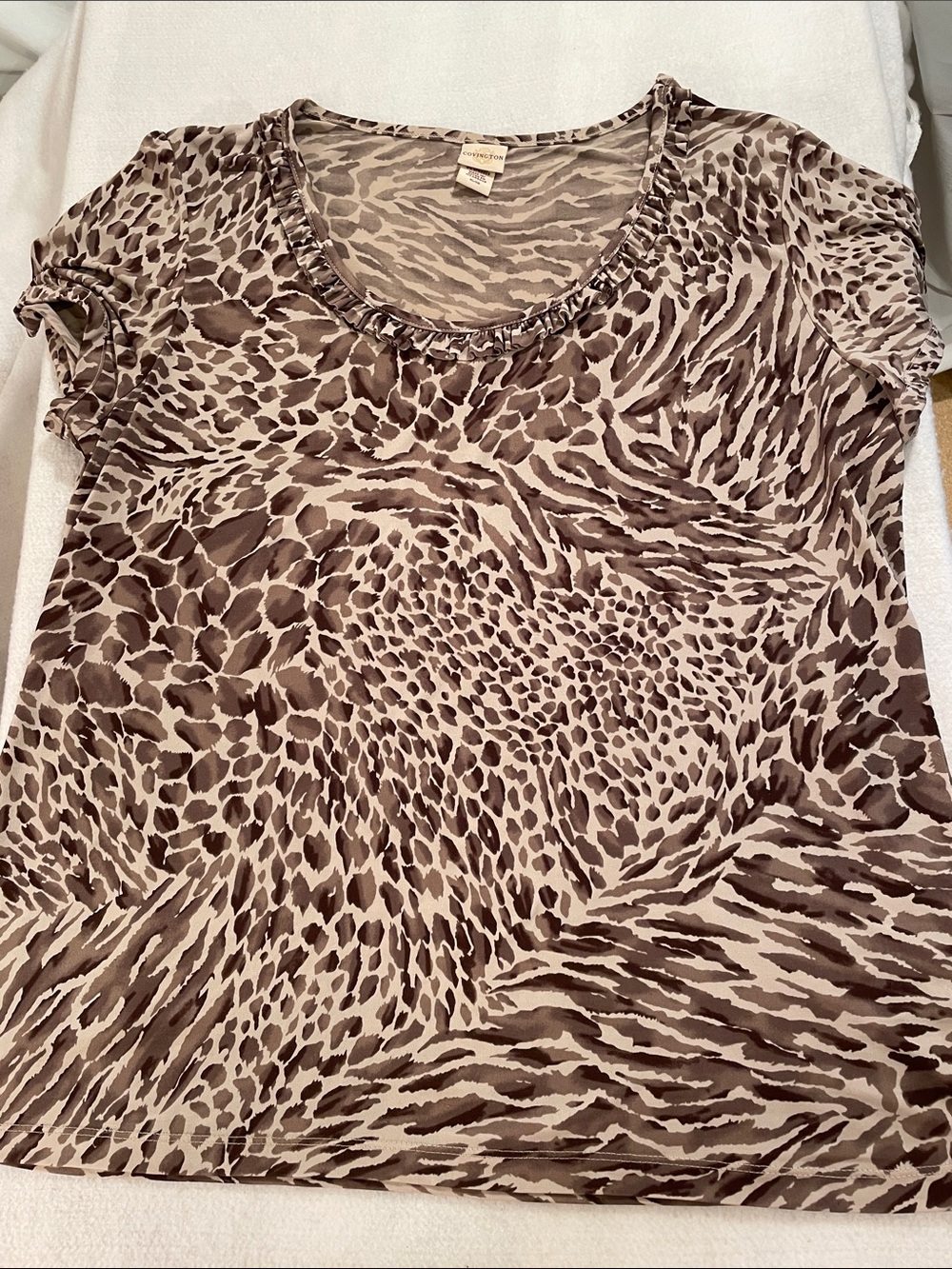 Covington Taupe & Brown Animal-Print Short Sleeve Tee